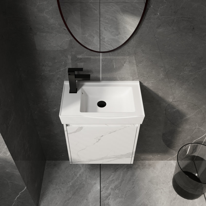Ensemble de meuble-lavabo mural 20 po avec lavabo en céramique et portes de rangement | Idée de cadeau