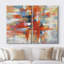 «Grunge Abstract Paint Effect Vibrant Red Graffiti Stroke Collage», reproduction sur toile 2 pièces-87607331-87607329