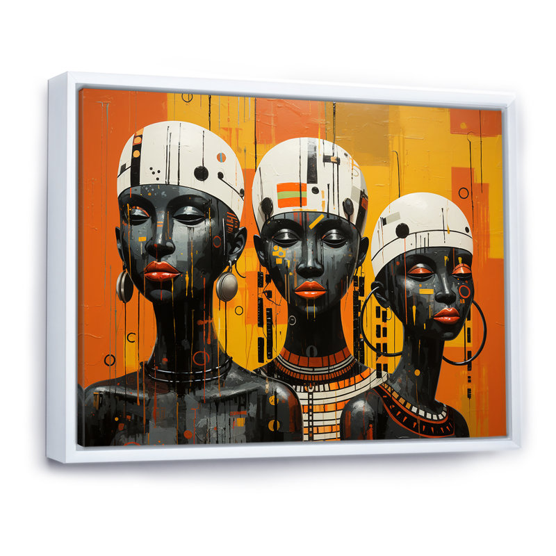Minimalisme des tribus d'Afrique II sur toile, Cadre flottant blanc, H 30 po x l 40 po x P 1,5 po