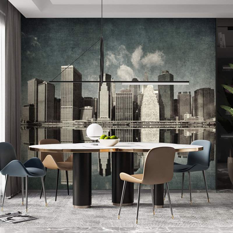 City Skyline Reflections Wall Mural