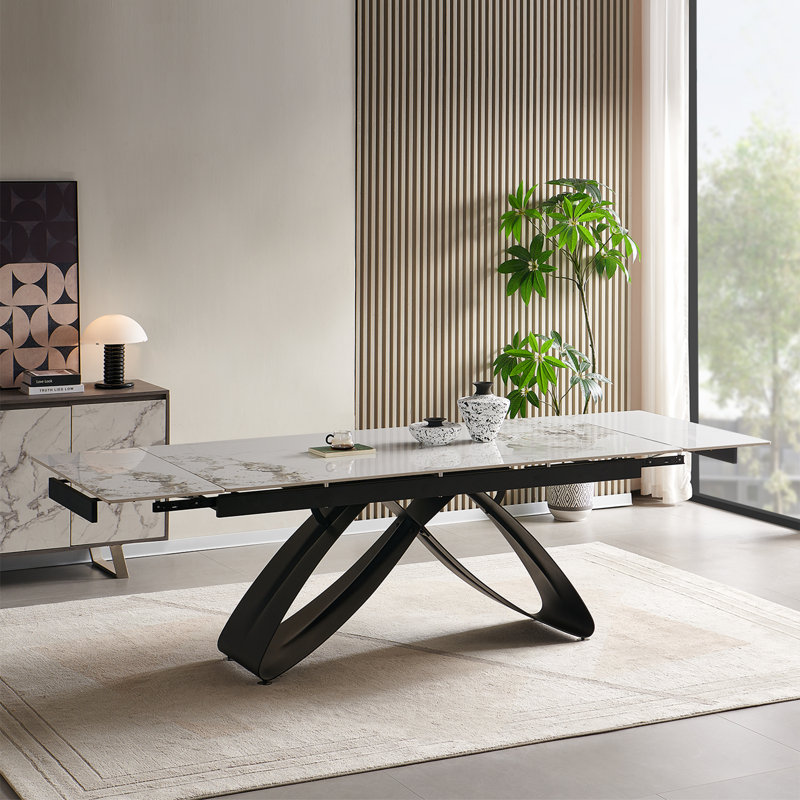 Extendable Metal Base Dining Table
