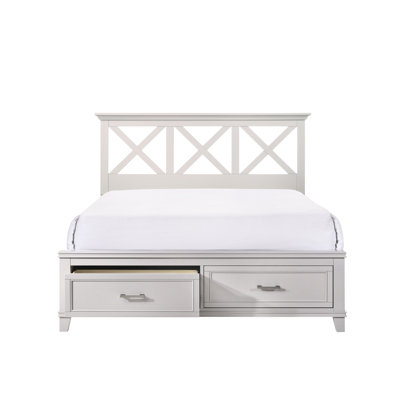 Lit de rangement très grand King X gris - matériaux et tête de lit conçue avec mélange de bois d'hévéa de style transitionnel