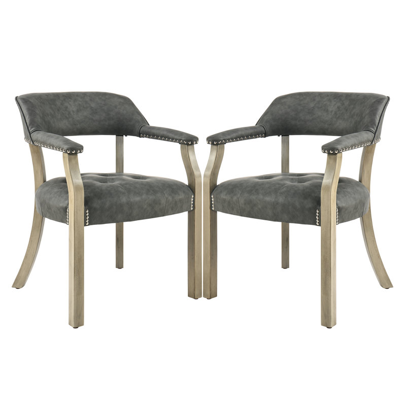 Chaise de salle à manger Derrie, Gris foncé, Vert granite