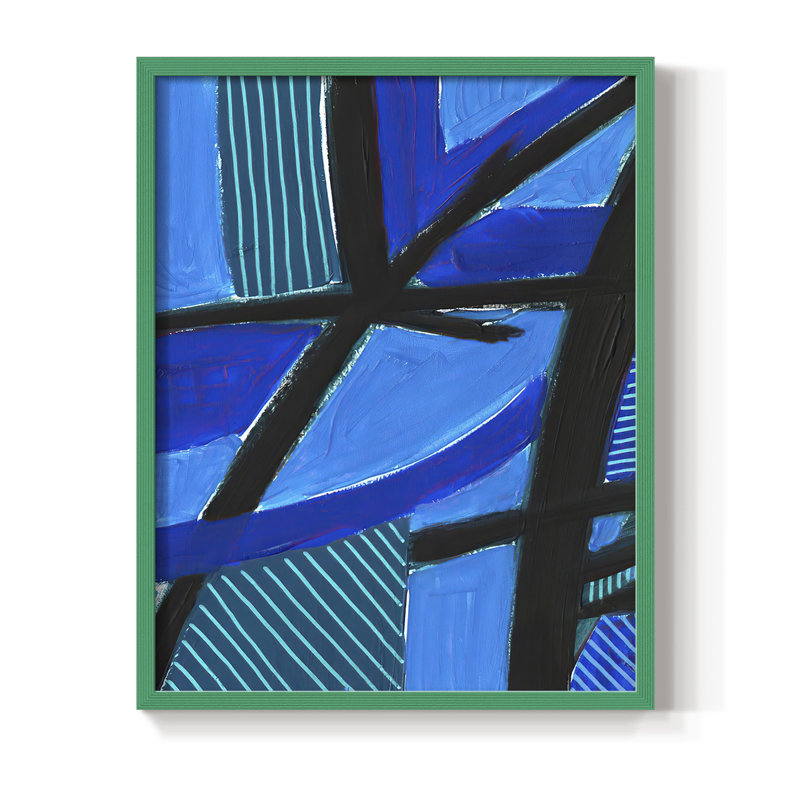 Impression sur toile «Invontract Blues II» - bois massif, Vert, H 10 po x l 8 po