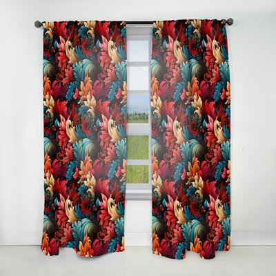 Artistic Whirls Paisley Motif III - Rideau floral - Rideau floral obscurcissant - 1 panneau