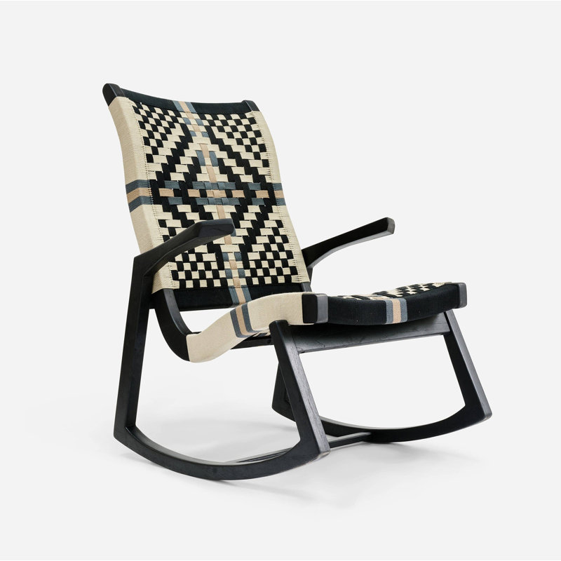Chaise berçante Amador, Motif colonial, Black