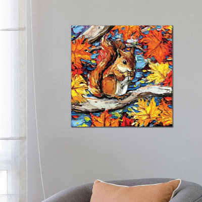 Squirreling Away by Aja Trier - Wrapped Canvas Print