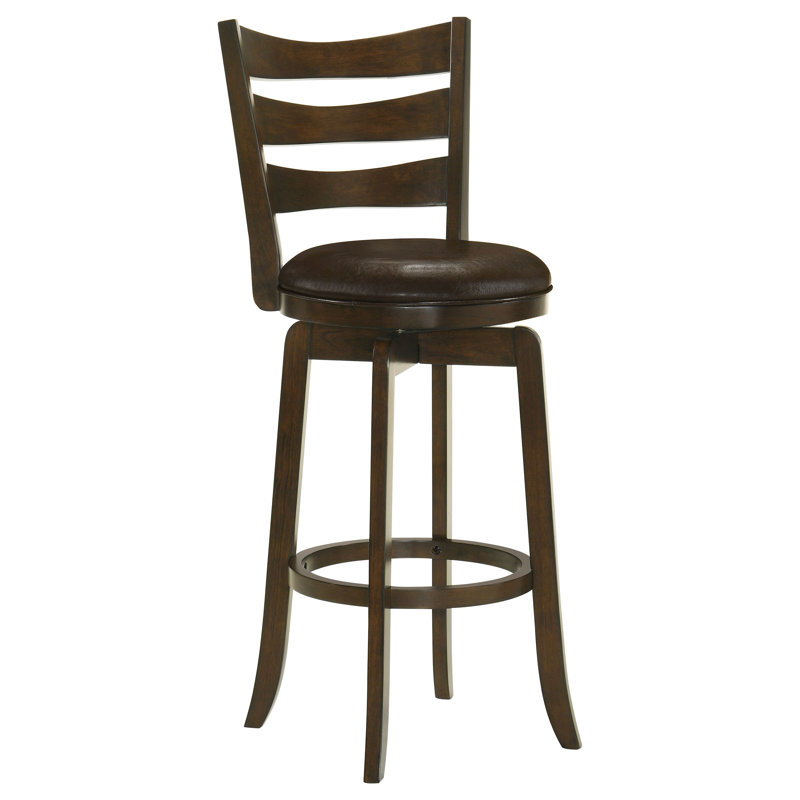 Ofure Wood Pub Height Swivel Bar Chair Dark Brown, Bar Stool (30.25" Seat Height), Dark Brown