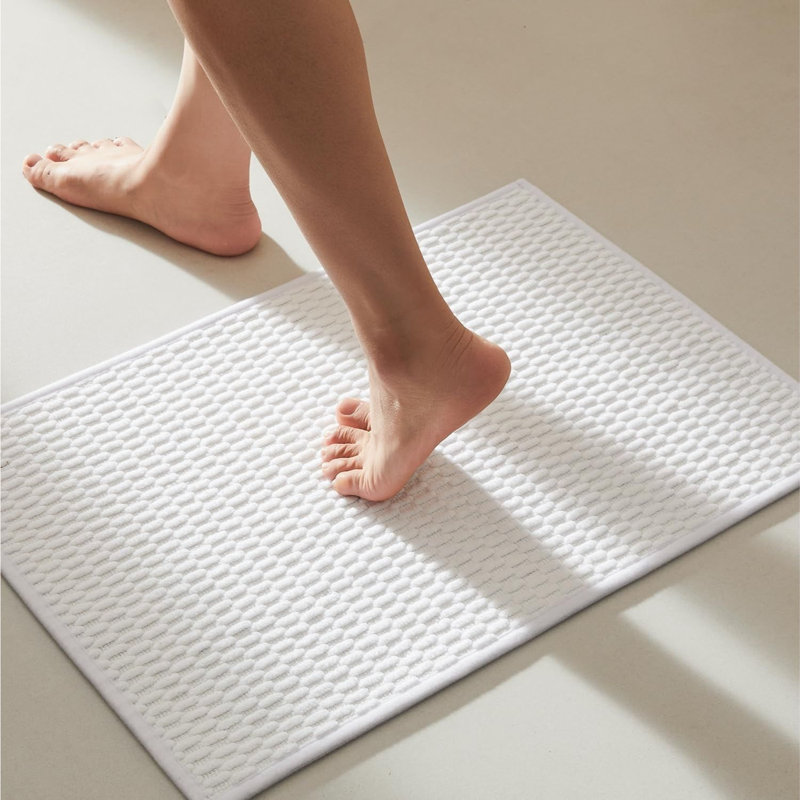 Non Slip Quick Dry Bath Rug 16x24 Inch White