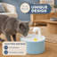 Gamelle d'eau automatique en céramique bleue pour chat, 1,5 L (50 oz).