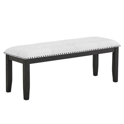 Stylish Upholstered Bench In Black And Gray For Dining Living Rooms Grey