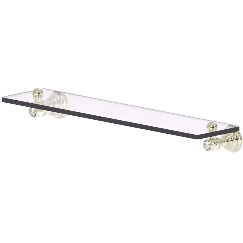 Hertz Glass Bracket Shelf, Polished Nickel, 2.4" H x 22" W x 5.54" D
