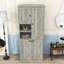 Armoire de rangement autoportante avec panier rabattable et tablettes de rangement-7149114