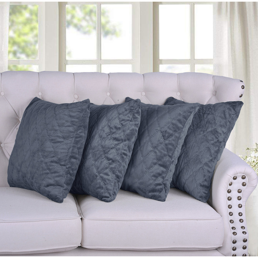  Quilted Micromink Square Pillow Cover (Set of 4) Serenta 