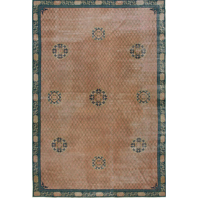 Antique Chinese Room Size Wool Rose Rug