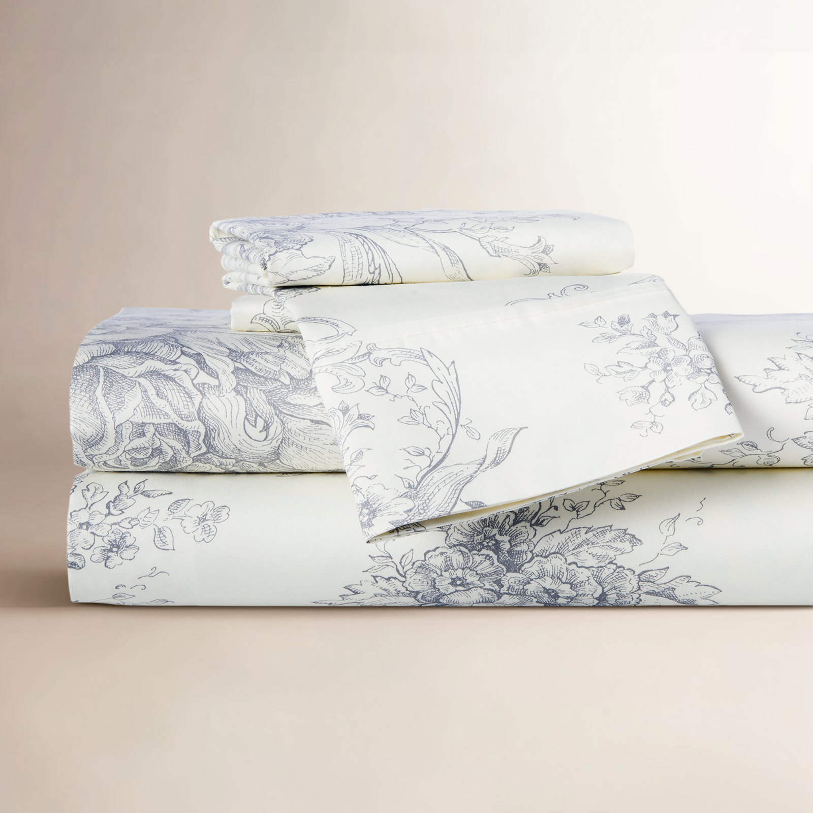 Benedictine Cotton Sheet Set, Gray, Full