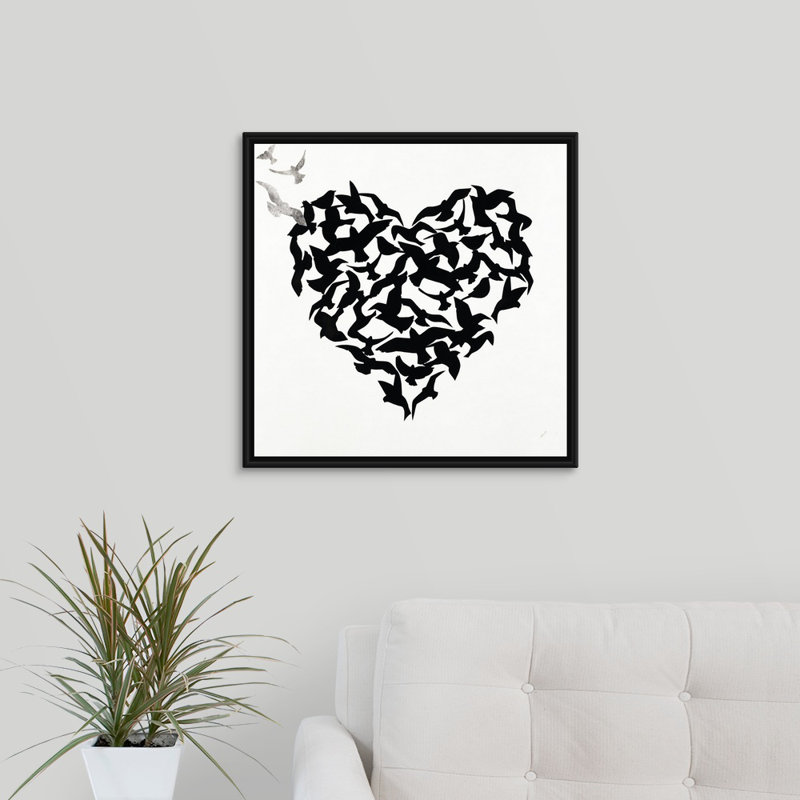 «Hearts in Flight IV», impression sur toile, H 21,7 po x l 21,7 po x p 1,75 po, Cadre flottant noir