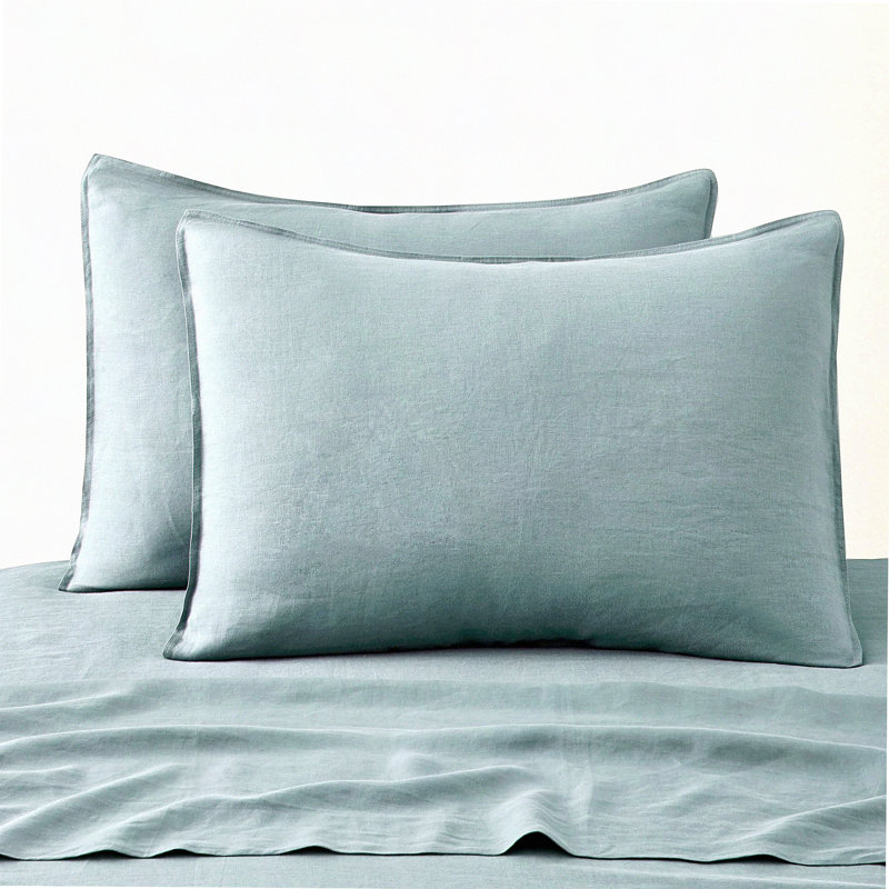 Cooling Linen Pillowcase Set - Standard Sham Bed Protector Cover - Bedding Neutral Shams - Pack of 2