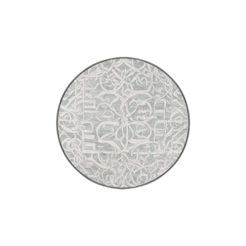 Machine Washable Gray Area Rug, Round 8'