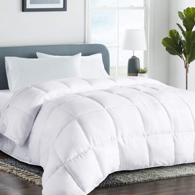 All-Season King Size Cooling Comforter Duvet Insert, Soft Lightweight White Comforter for Bedroom, Breathable Bedding for Year-Round Use