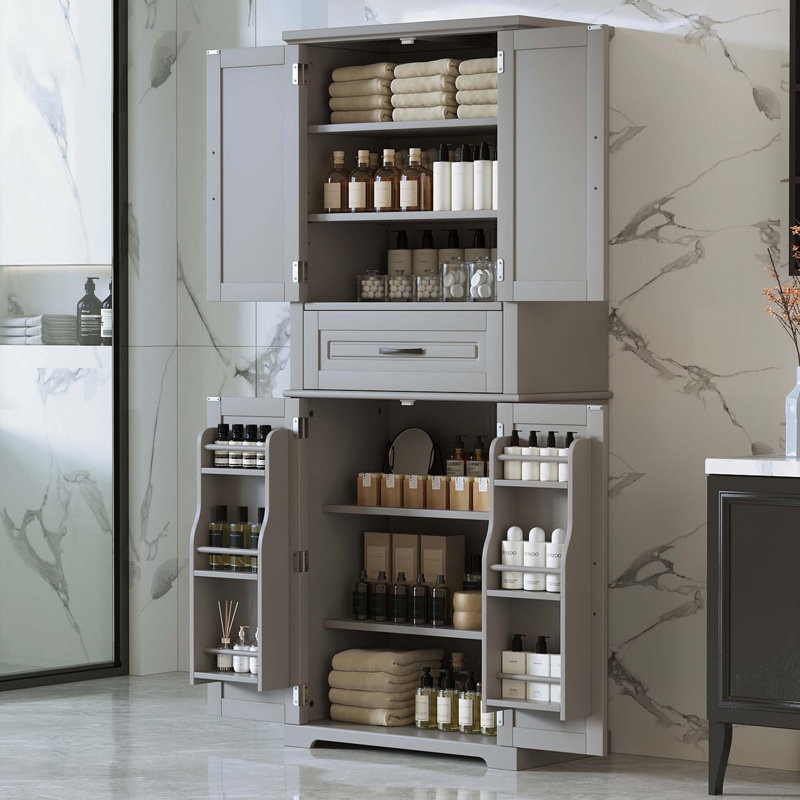Bathroom Storage Cabinet With Adjustable Shelf, Gray