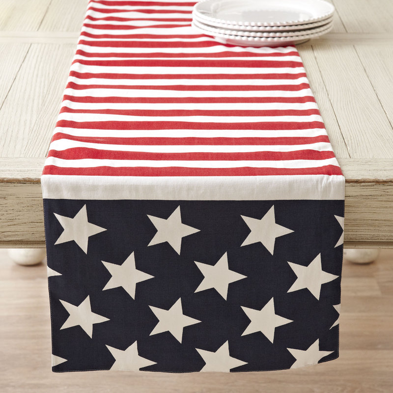 Chemin de table American Flag - Linge de table patriotique Americana pour le 4 juillet, P 16 po x L 72 po