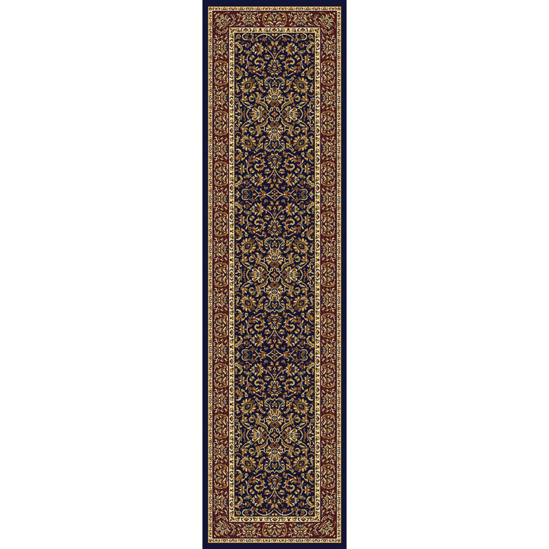 Tapis bleu marine à motif floral oriental traditionnel bleu marine, Tapis de couloir 2 pi 2 po x 8 pi