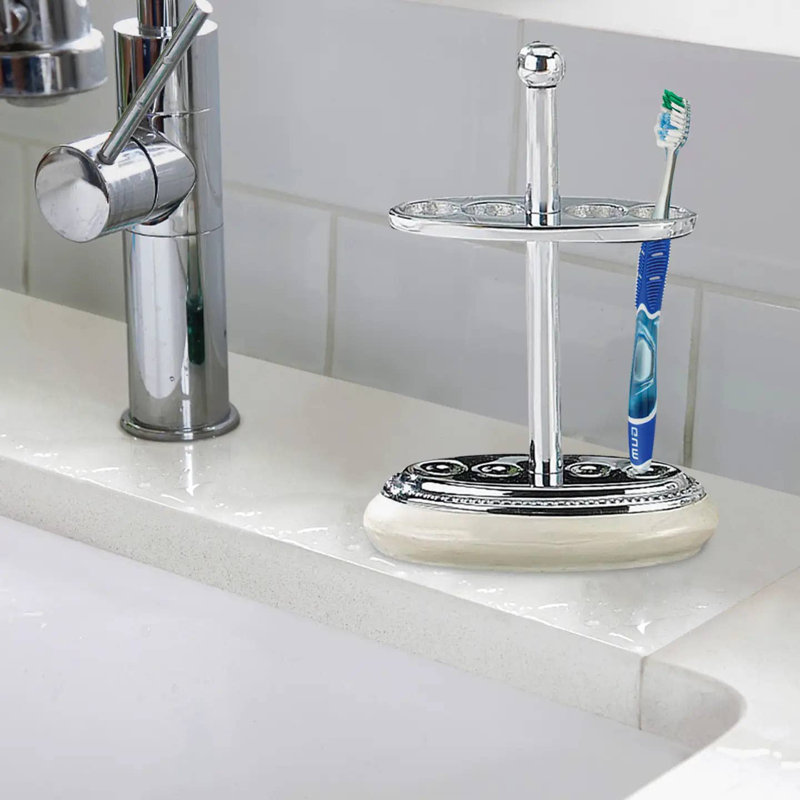Porte-brosse à dents en métal Oneita | Support compact à fentes multiples pour brosses à dents, rasoirs et accessoires de maquillage | MOP