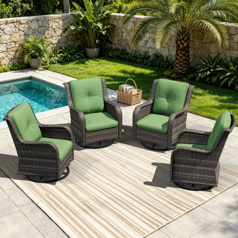 Ivandell Swivel Outdoor Lounge Chair, Green