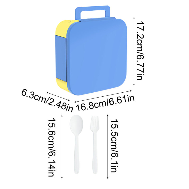 Boîte à lunch en plastique à couvercle rabattable pour étudiant, Bleu