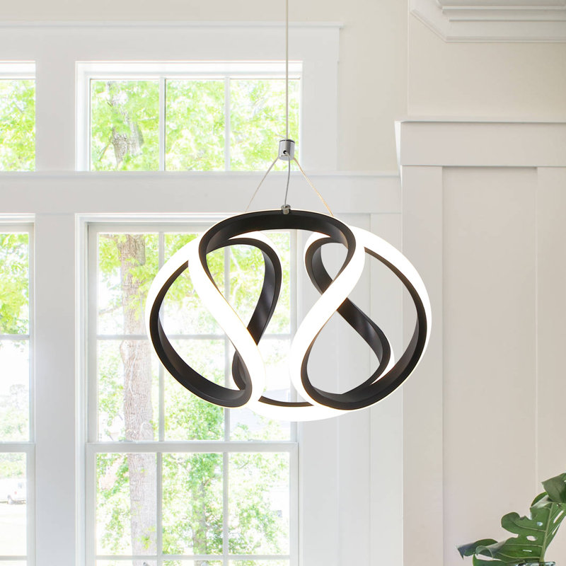 Christela 1 - Light LED Pendant, Black, H 7" x W 9.8" x D 9.8", 12