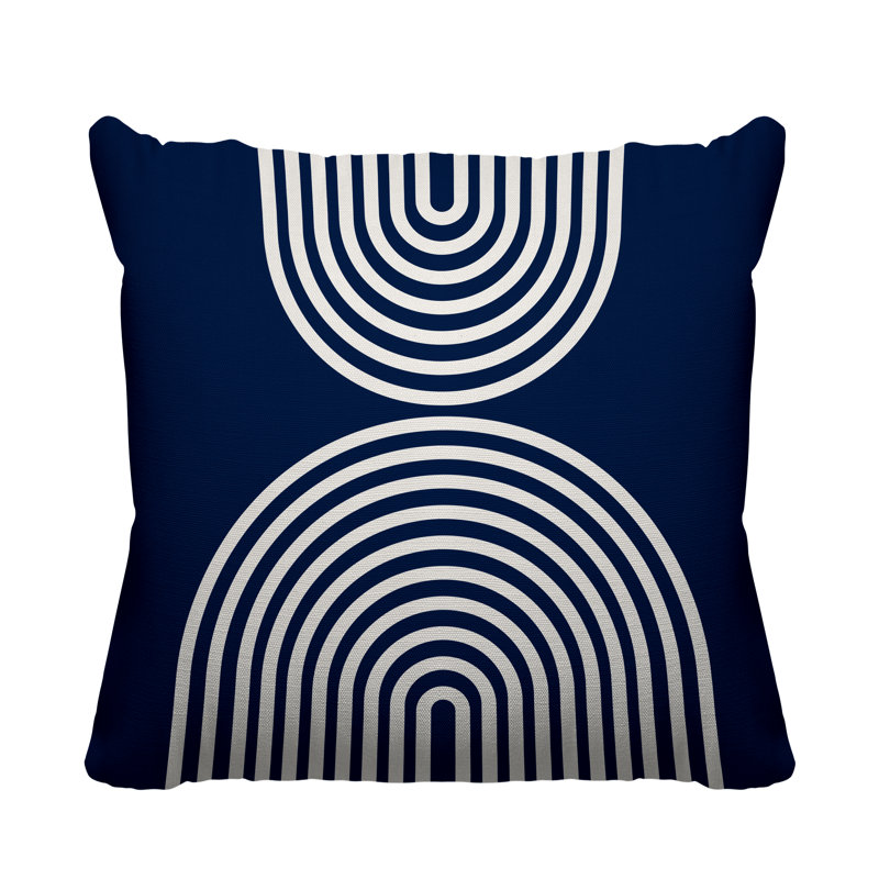 Coussin décoratif intérieur / extérieur Hali, L 17 po x H 17 po, Bleu marine