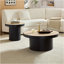 Ensemble de 2 tables basses, table basse ronde en panneau de fibres à densité moyenne en bois aggloméré pour salon, appartement et espace de loisirs NOIR-130132595