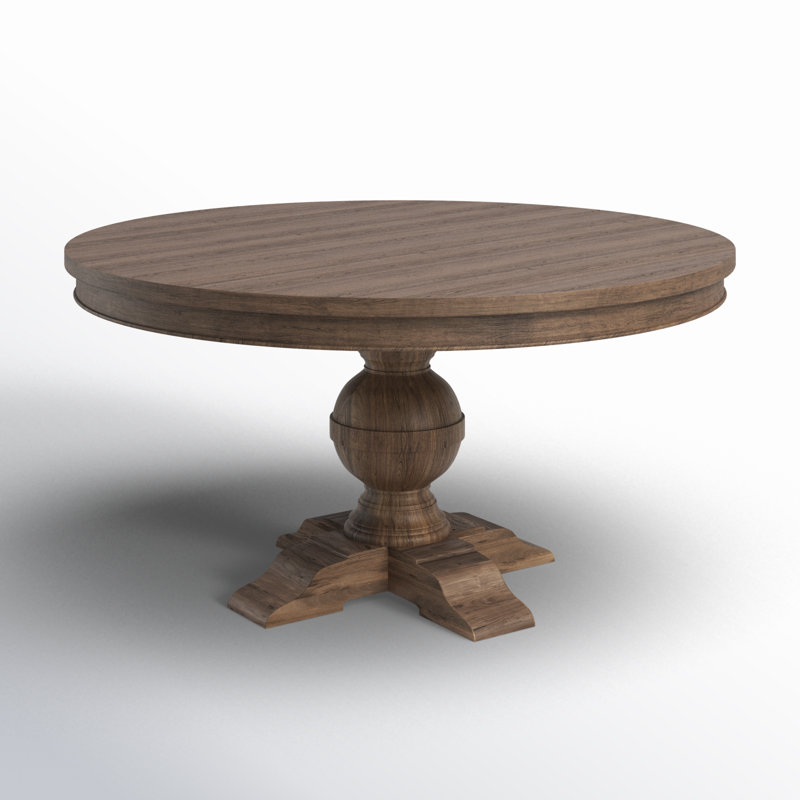 Chatham Downs Round Solid Wood Dining Table, Weathered Teak, 31" H x 48" W x 48" L
