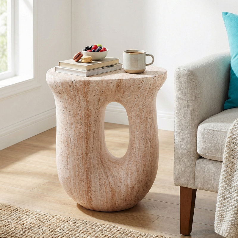Table d'appoint Daisy, Marbre beige