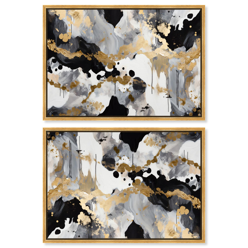 Reality Set Canvas Contemporary Art by Art Remedy, Gold Floater Framed, 37" H x 55" W