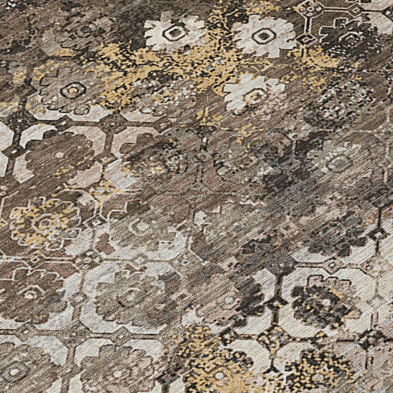 Machine Washable Indoor/Outdoor Chantille ACN2433 Traditional Rug, Brown, 1'8" x 2'6"