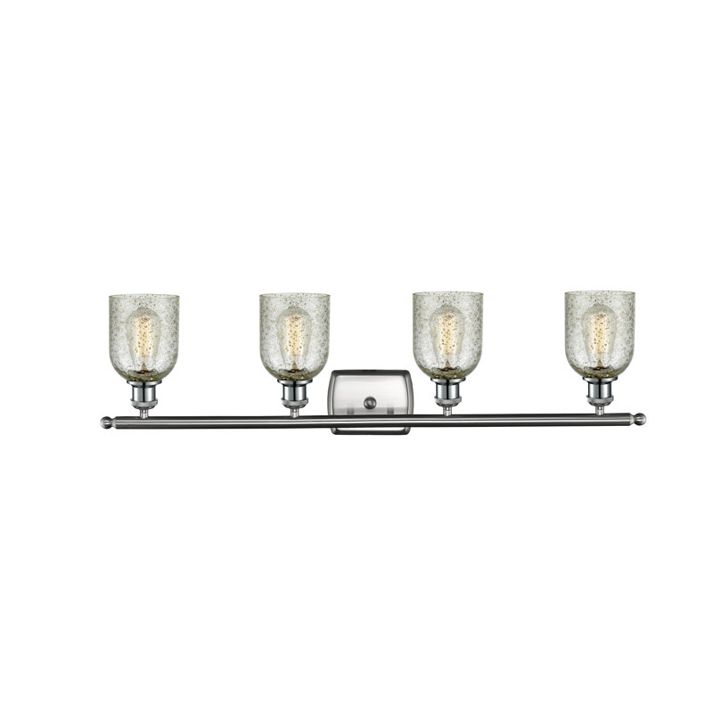 Éclairage de salle de bain à intensité variable 4 lumières Vella, Nickel satiné brossé, Mica