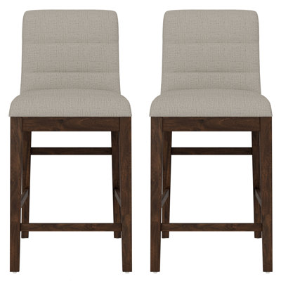 Upholstered Counter Stool with Solid Wood Frame
