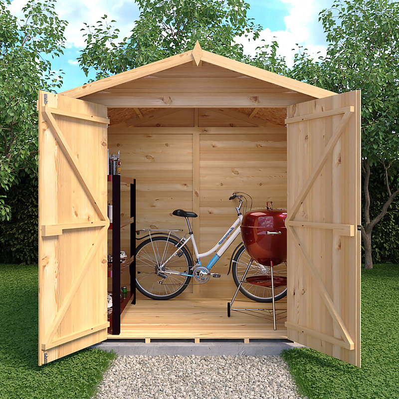 Alderney 7 Ft. W x 7 Ft. D Shiplap Apex Wooden Shed, Dip Treated, Yes