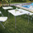 Techni Home 34in Square Folding Table, Height Adjustable Foldable Table with Easy-Carry Handle