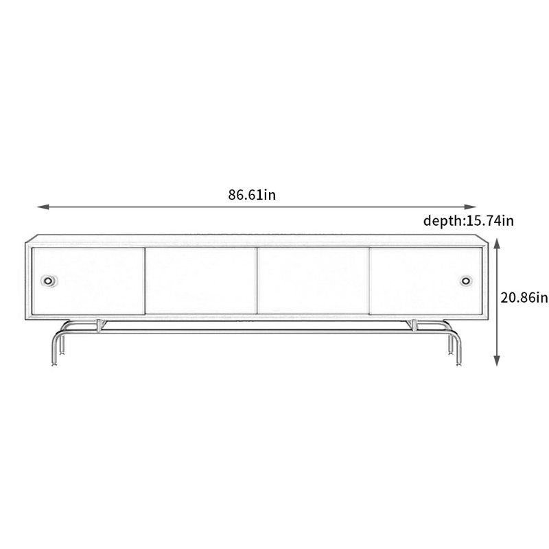 Meuble télé simple en bois massif, 86.61"