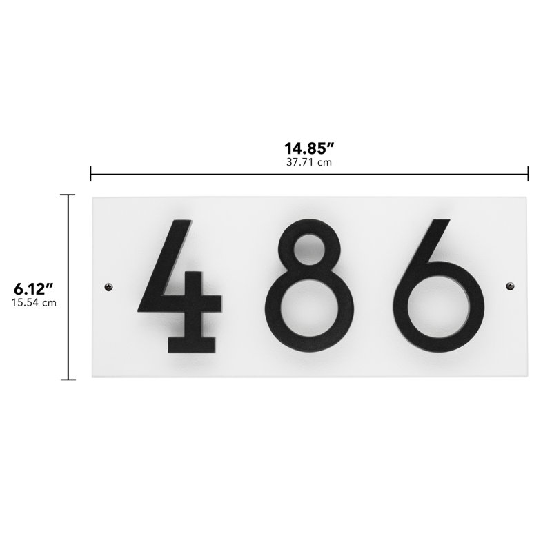 Floating Stand-Off 3-Number Horizontal Sign, White /W/ Black Modern Font Numbers, Yes