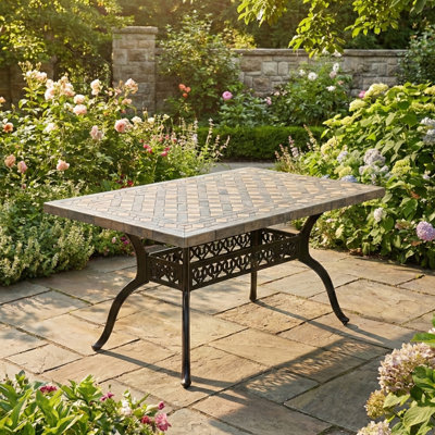 Rectangular Metal Outdoor Dining Table - 90 cm W 147 cm D