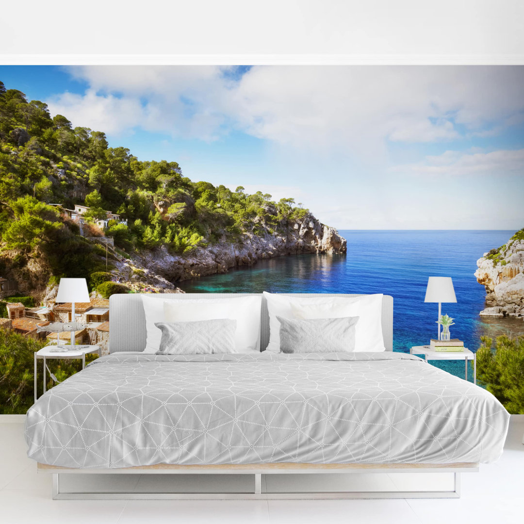 Cala de Deia in Mallorca 2.55m x 3.84m Textured Matte Peel & Stick Wall Mural
