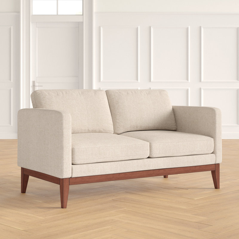 Londell 62'' Upholstered Loveseat, Heathered Beige Linen