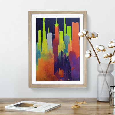 Dripping City Skyline No.4 Abstract 1 Piece Single Picture Frame Wall Art