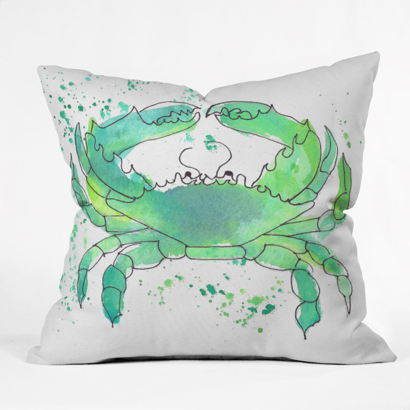 Seafoam Green Crab by Laura Trevey Indoor/Outdoor Throw Pillow, 16" x 16"
