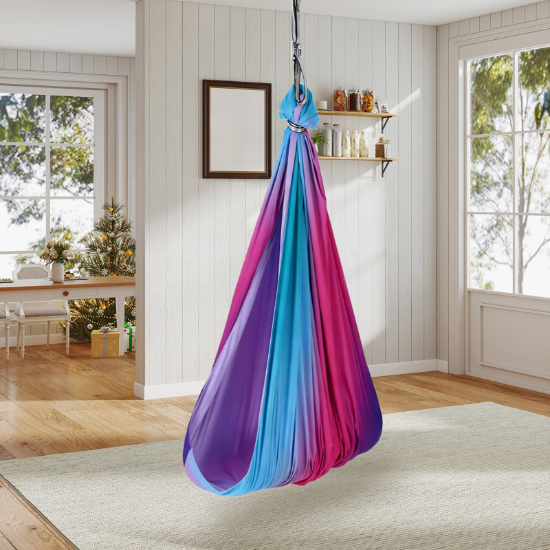 Fauteuil hamac berçant à double couche pour enfants - Thérapie par pression profonde, autisme et soutien du TDAH, pivotant à 360 °, utilisation intérieure / extérieure, capacité de 300 lb - Taille: 1,5 x 1,4 m, couleur: couleur