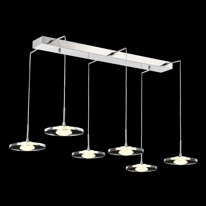 Luminaire suspendu géométrique à 6 lumières DEL pour îlot de cuisine